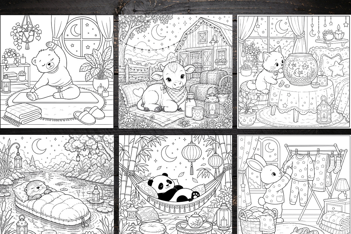 Cozy Bedtime Animal Coloring Page, a Brochure Template by LA Design (Photo 4 of 10)