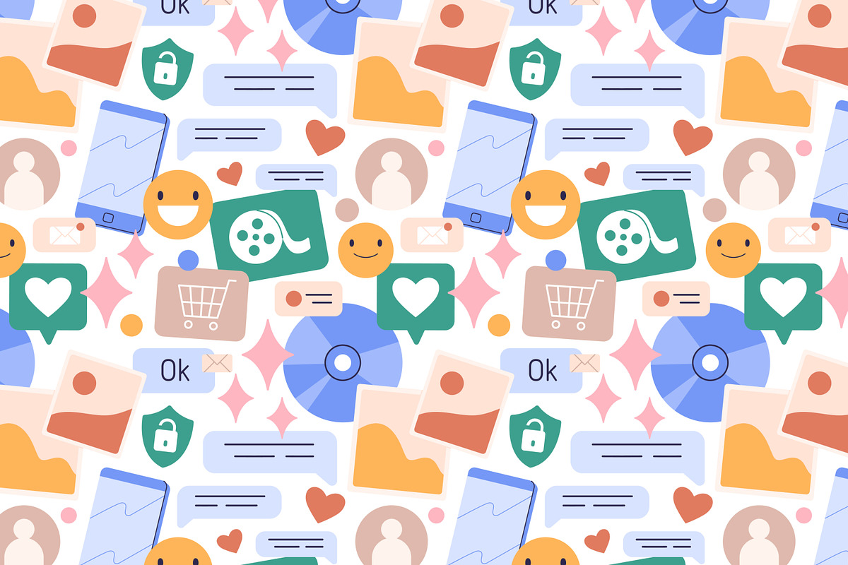 Social media seamless pattern, a Pattern Graphic by Good Studio (Photo 2 of 4)