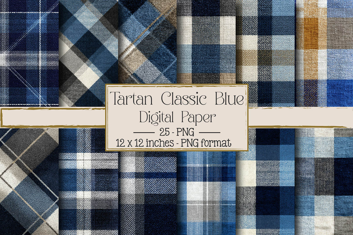 Set Tartan Color Classic Blue, a Texture Illustration by DreamPrint404 (Photo 1 of 4)