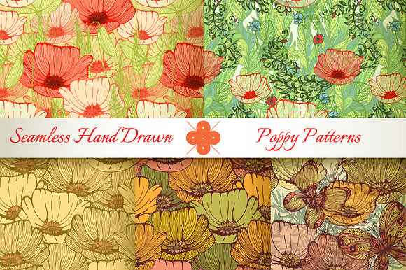 5 Patterns with Poppy Flowers preview 3