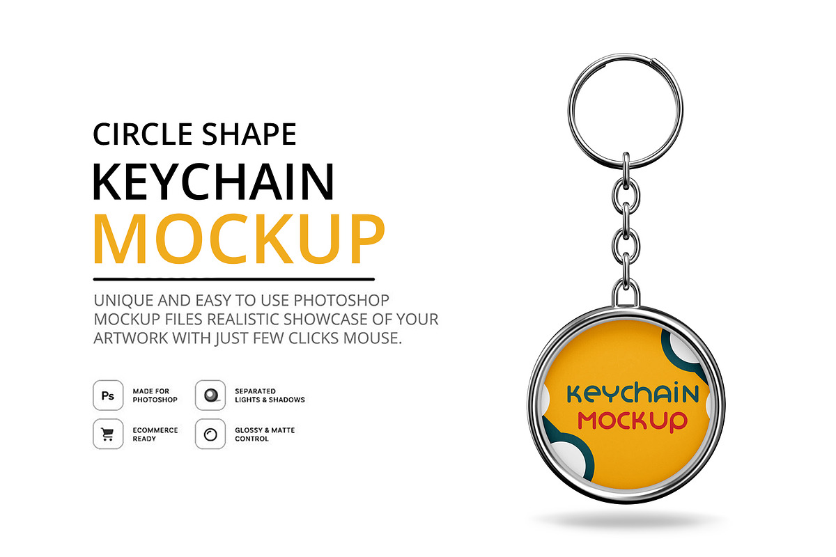 Circle Shape keychain Mockup