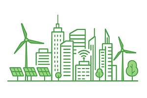 Modern green cityscape with wind, an Object Illustration by ZinetroN