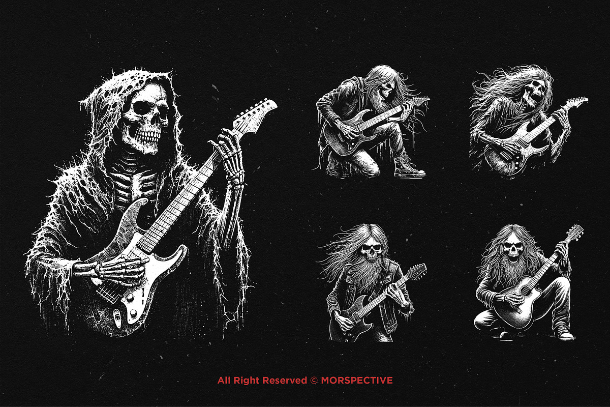 10 Bundle Dark Art Skull Guitarist, an Illustration by Morspective (Photo 5 of 7)