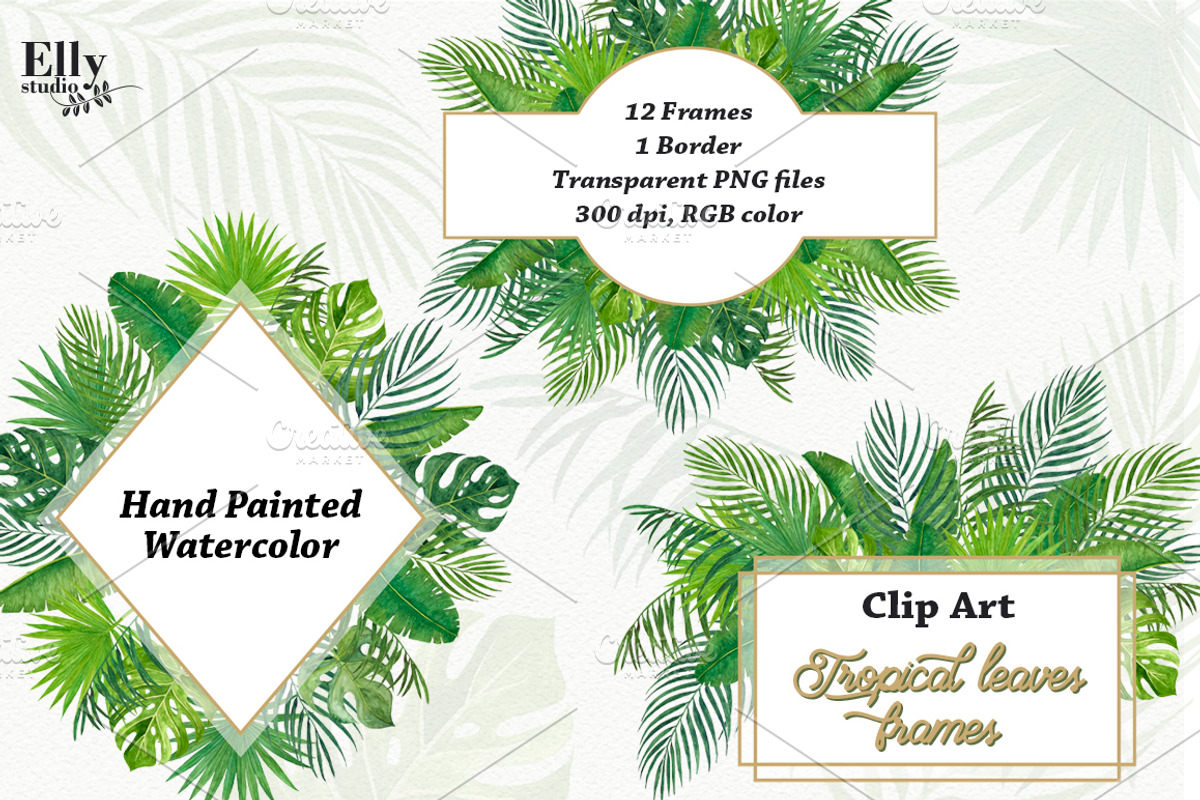 Tropical leaves frames, an Illustration by Elly Studio (Photo 1 of 7)