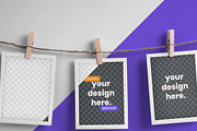 Three Photo Hanging with Pegs Mockup, a Product Mockup by Custom Scene (Thumbnail 5 of 5)