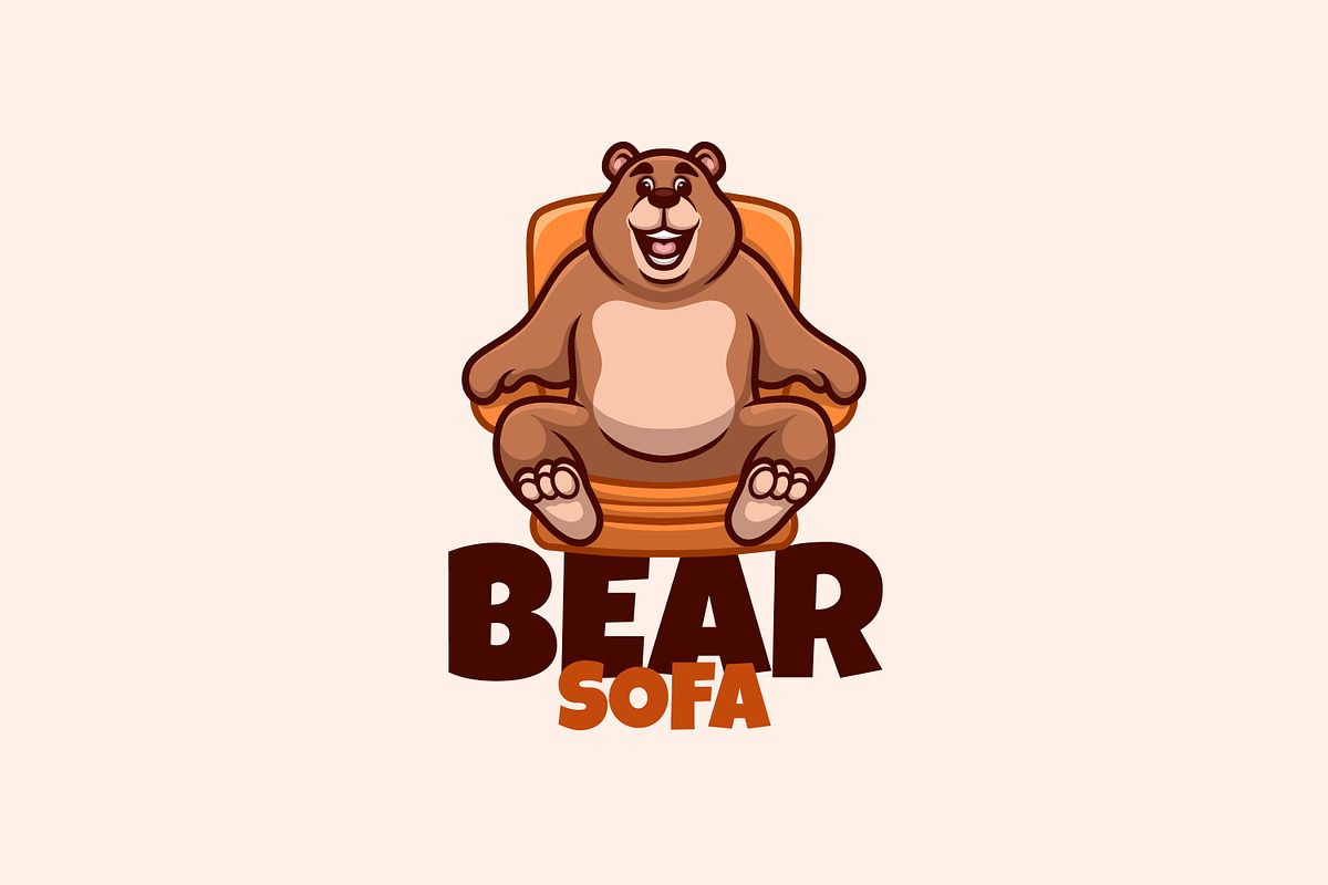 Bear Sofa Cartoon Mascot Logo, a Branding & Logo Template by Gumrega Studio