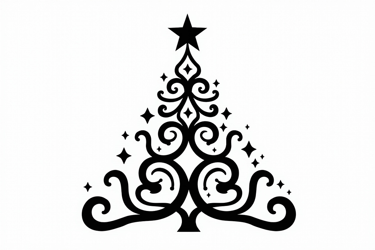 Elegant Christmas Tree Silhouette Se, an Illustration by balal (Photo 20 of 21)