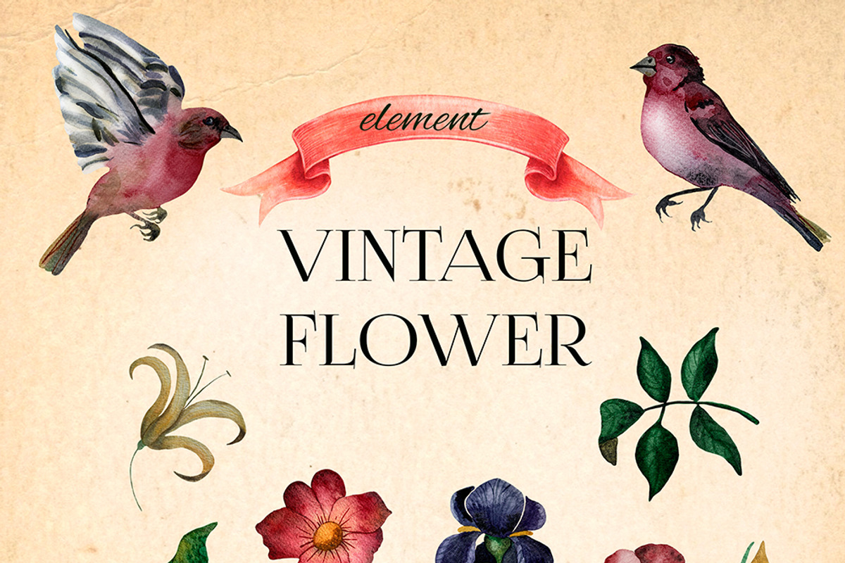 Watercolor Vintage Romantic Flowers, an Object Graphic by Kate Creative Studio (Photo 2 of 10)