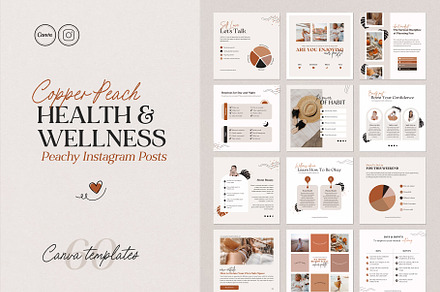Health & Wellness Insta Posts Canva, a Social Media Template by Emmartstudio