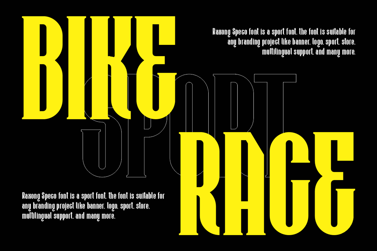 Raxong Speco - Bold Condensed Font, a Serif Font by QR Design Studio (Photo 2 of 12)