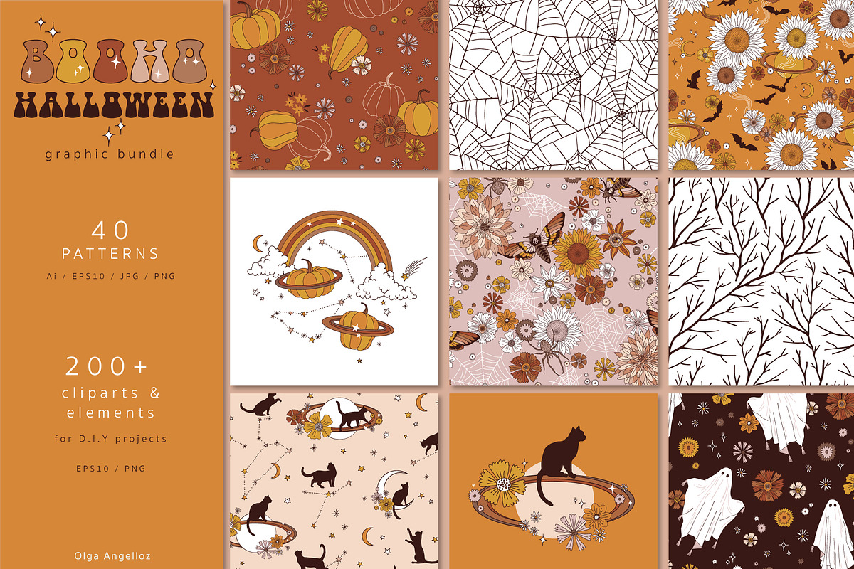 Boho Halloween Autumn graphic set, a Pattern Graphic by @olga.angelloz (Photo 1 of 15)