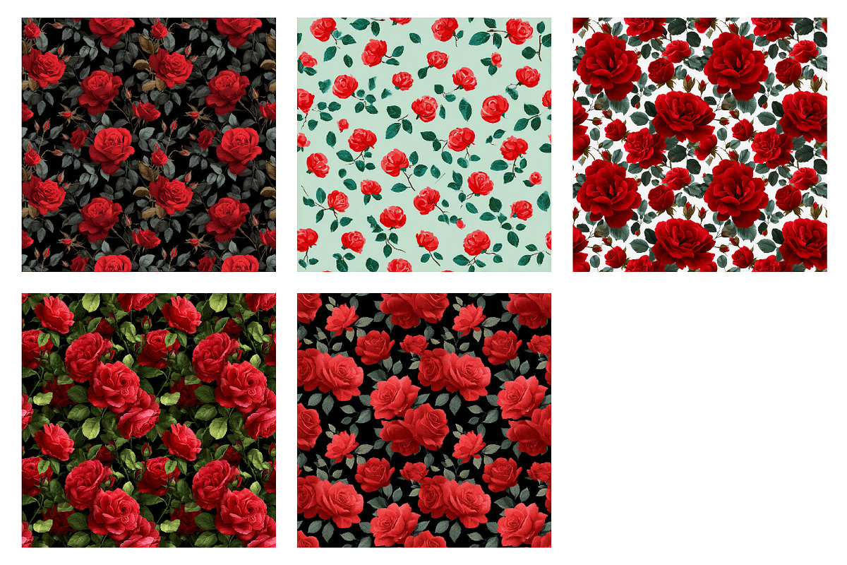 Red Roses Seamless Patterns, a Texture Illustration by Dream Creation (Photo 5 of 5)