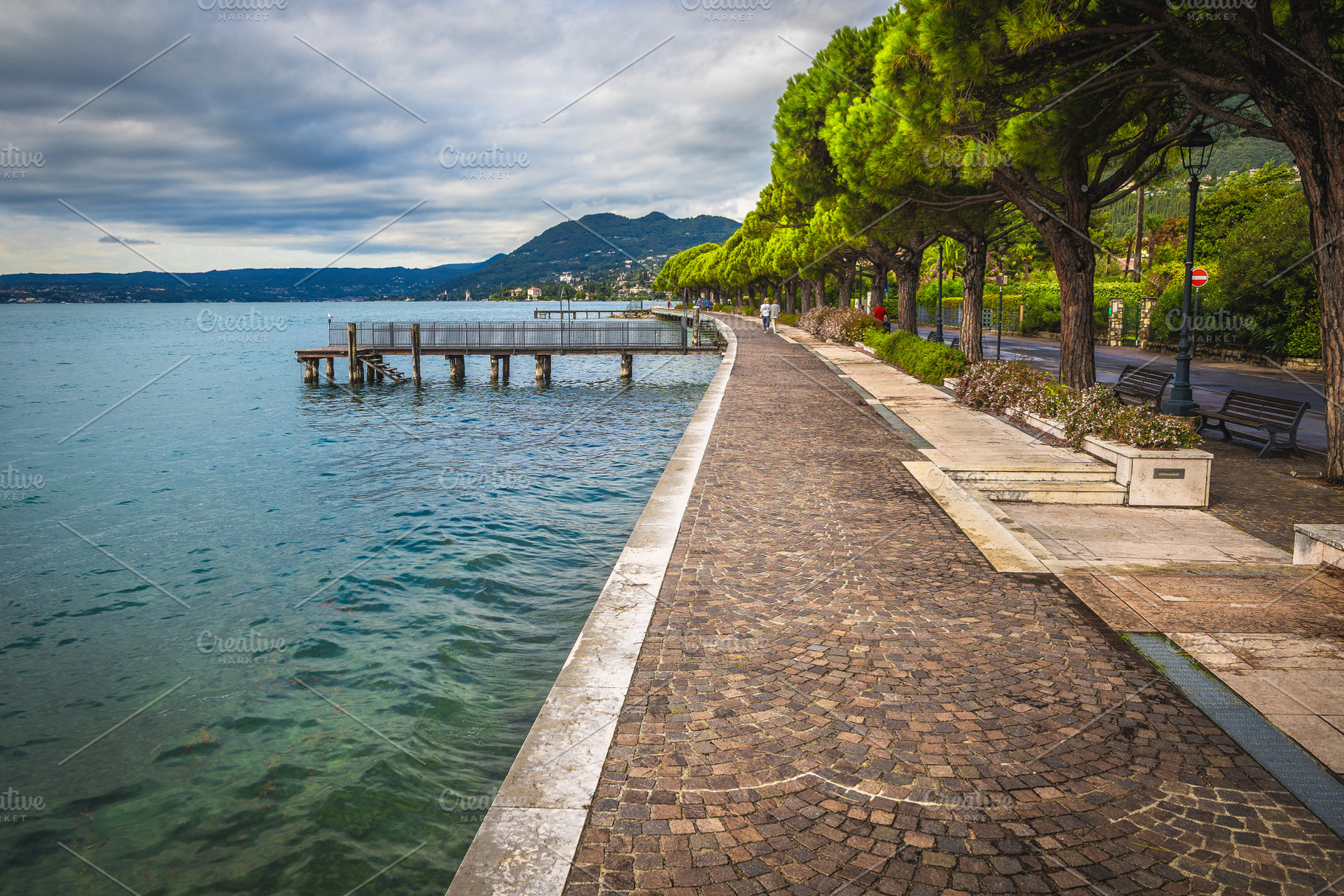 Stunning walkway and Lake Garda, a Nature Photo by Alpine Dreams