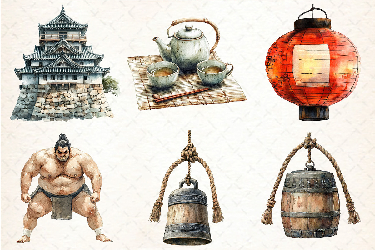 Japanese Culture Clipart Set, an Illustration by DreamCafeArt (Photo 3 of 5)