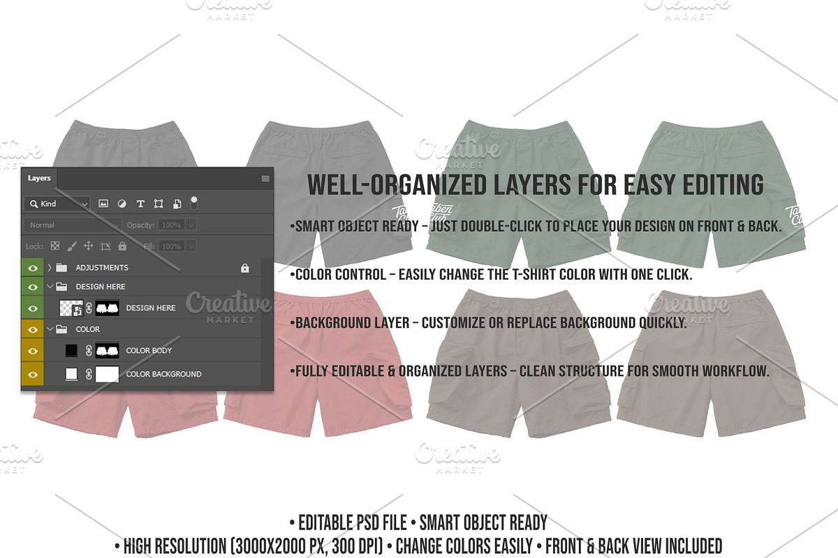 Cargo Shorts Mockup PSD Editable, a Bottom Mockup by std.badboy (Photo 3 of 4)