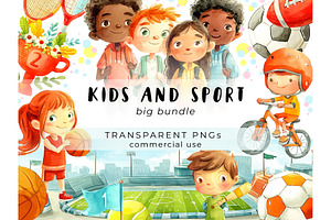 Kids Sports Activity Clipart Bundle, a Sport Illustration by Bubert Art