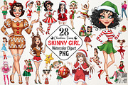 Christmas Funny Skinny Girl Clipart, an Illustration by RobertsArt (Thumbnail 1 of 5)