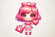 Cute Pink Nurse PNG Clipart, a Seasonal Illustration by RobertsArt (Thumbnail 4 of 6)