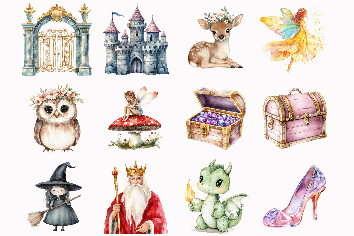 Fairytale Watercolor Clipart, an Illustration by Design Market (Photo 3 of 5)