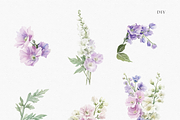 Watercolor Delphinium Bouquet, a Decorative Illustration by ThaismotaCreativeCo (Thumbnail 4 of 10)