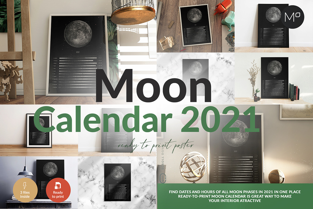 Moon Calendar 2021 #ready-to-print, a Flyer Template by BlackMocca (Photo 1 of 3)