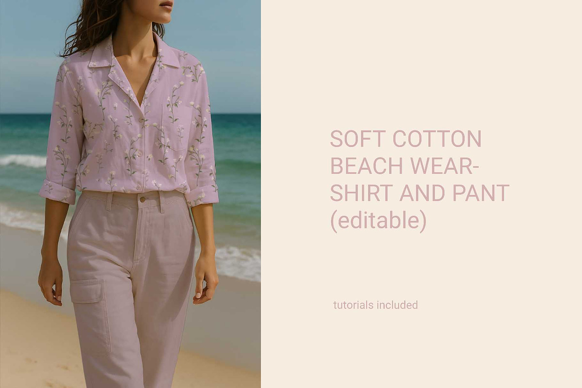 Soft beach wear cotton top pant PSD, a Shirt Mockup by jenartstudio (Photo 1 of 2)
