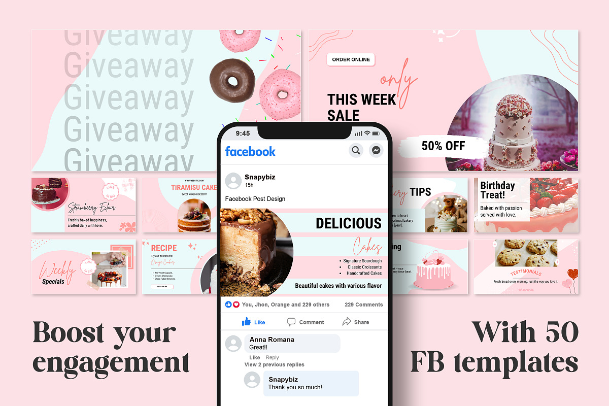 Bakery Facebook Canva Post Templates, a Social Media Template by Snapybiz (Photo 9 of 9)