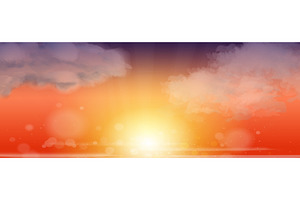 Realistic sunset sky. Red sun shine, an Illustration by Stock-Smart-Start