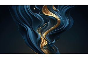 Abstract flowing blue and gold wave, an Illustration by tilialucida