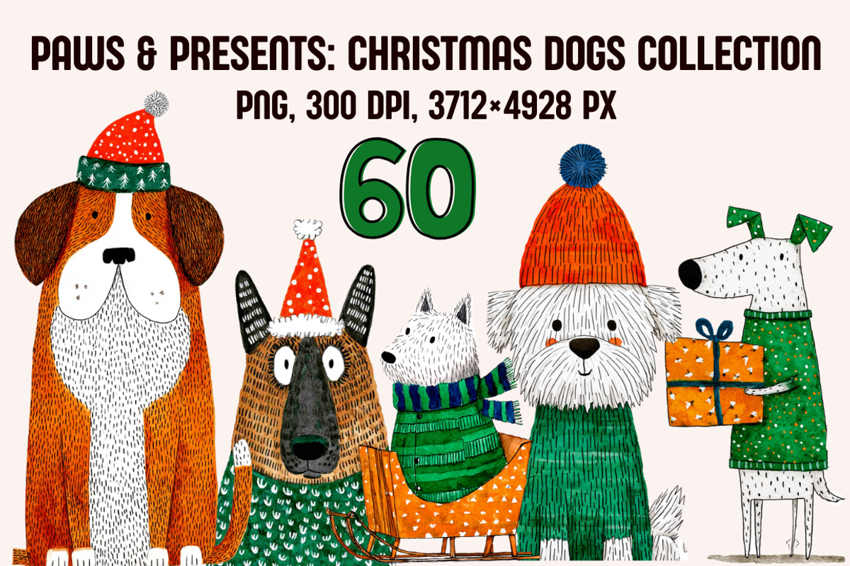 Paws & Presents: Christmas Dogs, an Animal Illustration by PrintHaven Designs (Photo 1 of 9)