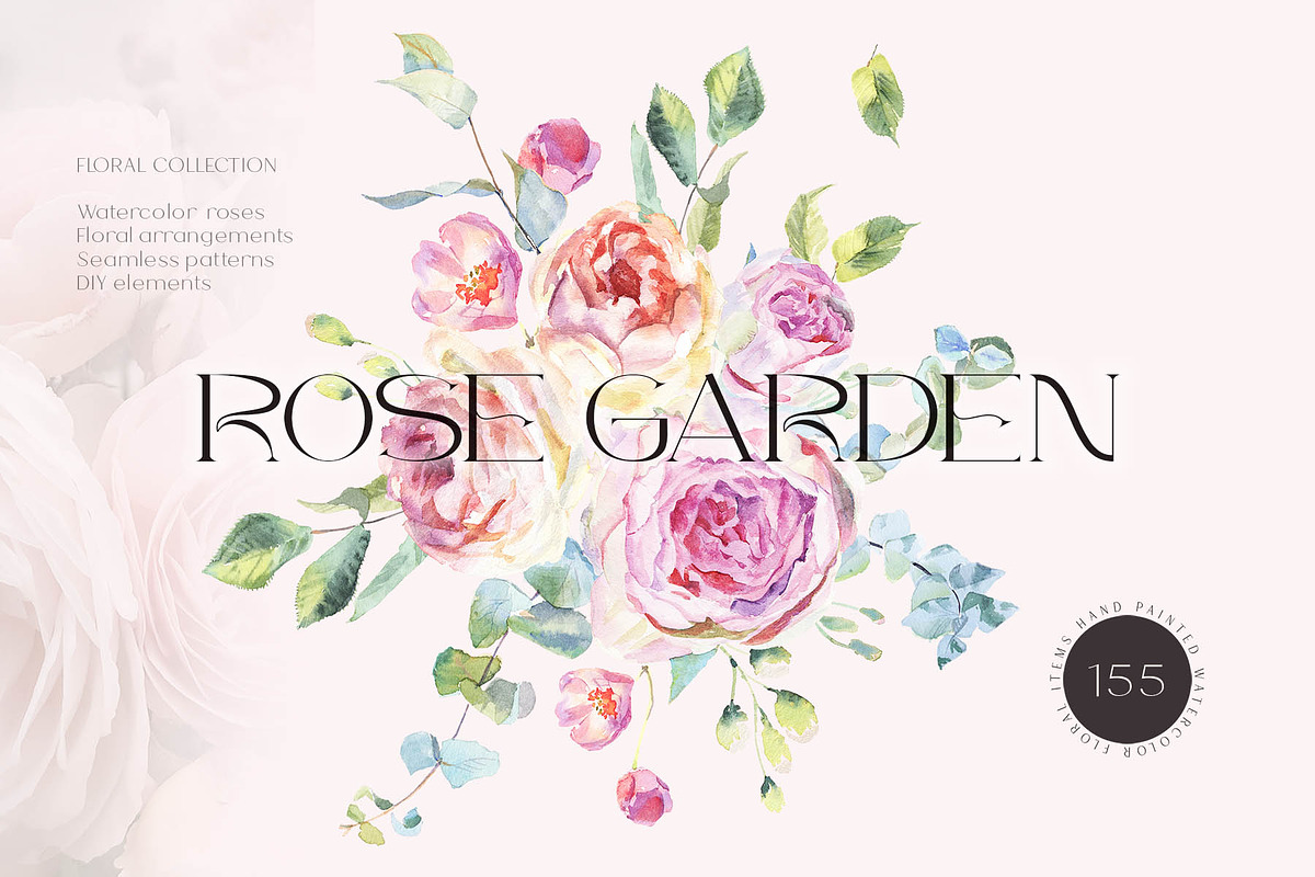 Rose Garden Watercolor Set, a Decorative Illustration by Eva Katerina (Photo 1 of 9)