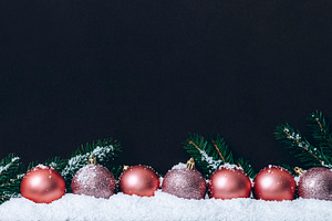 Pink christmas balls with snowflakes, a Holiday Photo by hitdelight