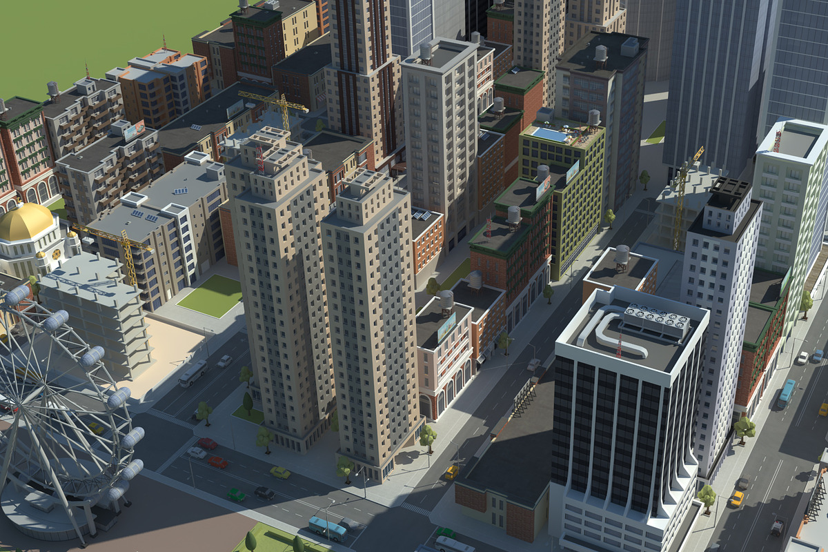 Realistic Lowpoly Simple City VR/AR, an Environmental 3D Model by NOMODOL (Photo 35 of 59)