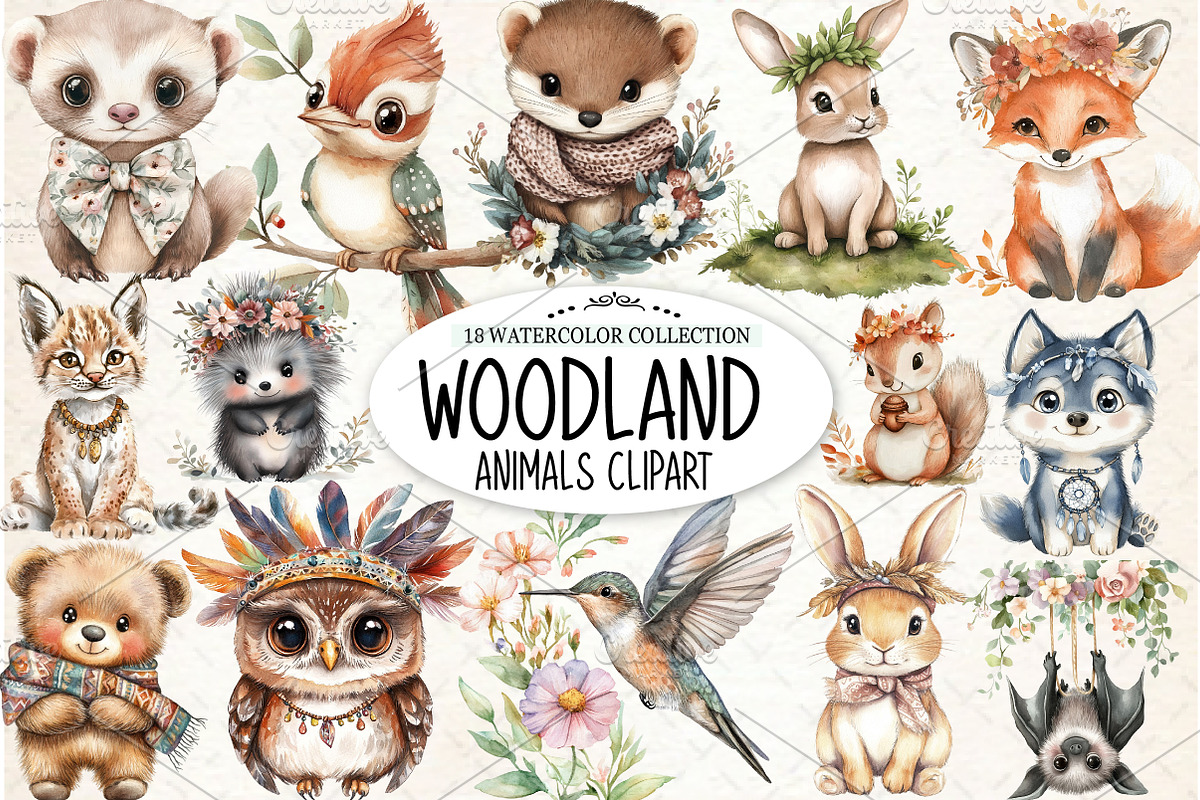 Charming Fairy Woodland Animals, an Illustration by Watercolor design (Photo 1 of 4)