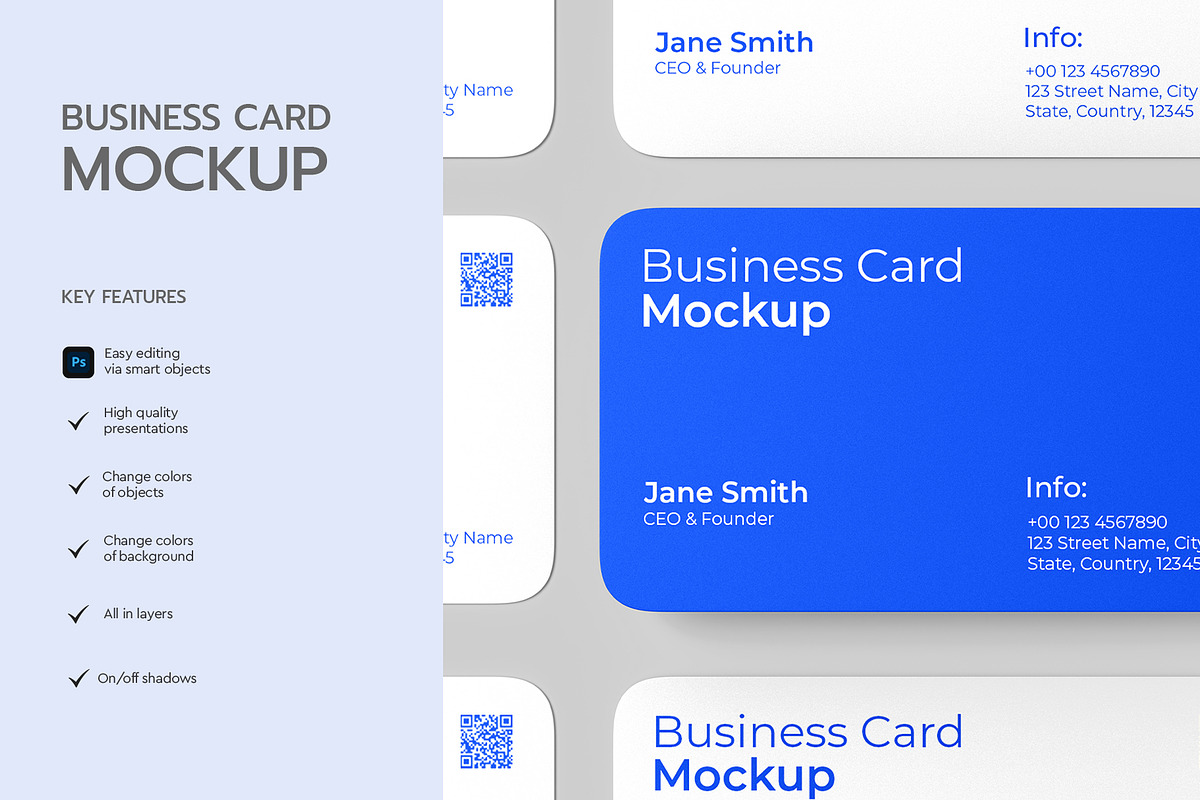 Rounded Business Card Mockup PSD, an Advertising Mockup by graphypix (Photo 2 of 4)