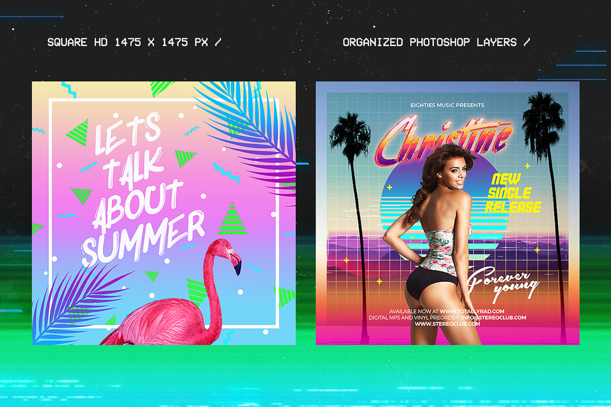80's Synthwave Square Artpack, a Social Media Template by dennybusyet (Photo 7 of 9)