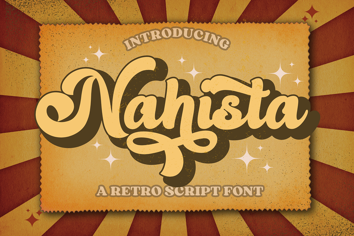 Nahista - Retro Font, a Script Font by Sronstudio (Photo 1 of 13)