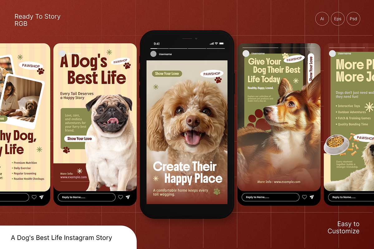 A Dog's Best Life Instagram Story, a Social Media Template by Annora Studio (Photo 1 of 6)