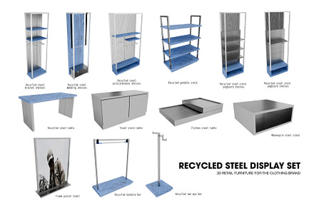 3D Recycled Steel Display Set, a Furniture 3D Model by made_by_nope