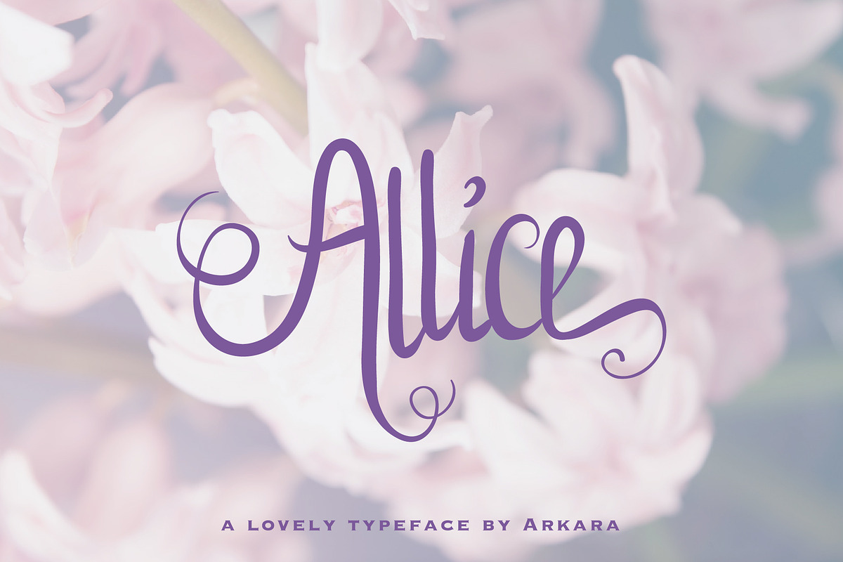 Allice + Extras 20% OFF, a Script Font by Arkara (Photo 1 of 10)