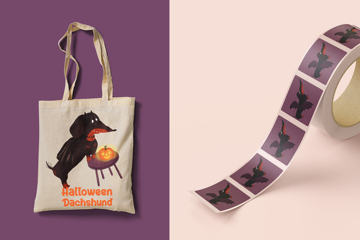 Halloween Dachshunds, a Seasonal Illustration by YuNa (Photo 13 of 15)