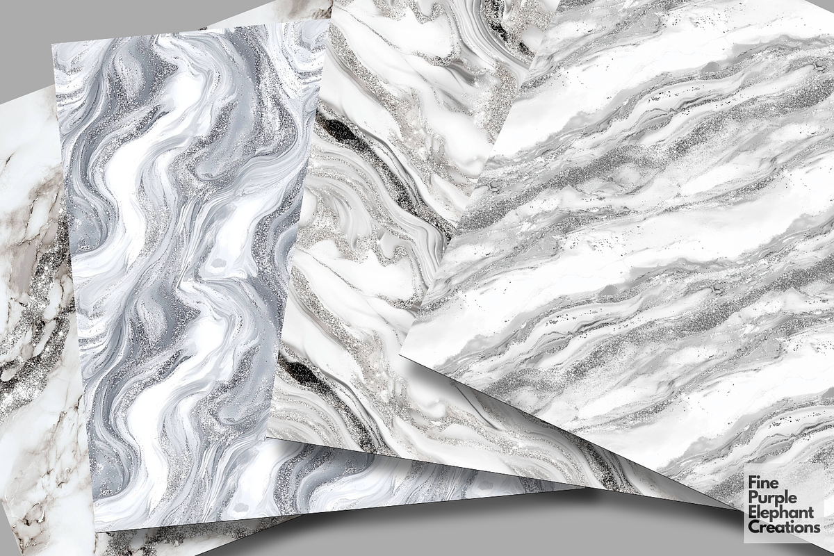White Silver Marble Texture Granite, a Pattern Graphic by Fine Purple Elephant (Photo 3 of 5)