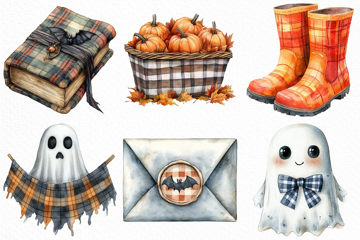 Halloween Autumn Plaid Clipart, an Illustration by Craft Nest (Photo 4 of 6)
