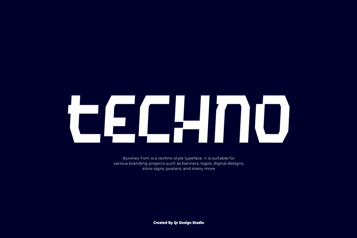 Byronex - Techno Font, a Sans Serif Font by QR Design Studio (Photo 3 of 7)