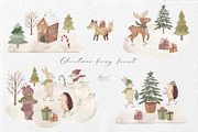 Christmas fairy forest watercolor, an Animal Illustration by BrushArtDesigns (Thumbnail 3 of 11)