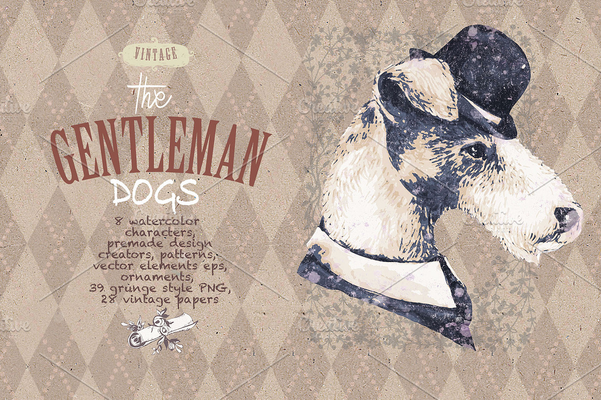 GENTLEMAN DOGS SET, an Object Graphic by Alisa Mikibith Art (Photo 6 of 10)