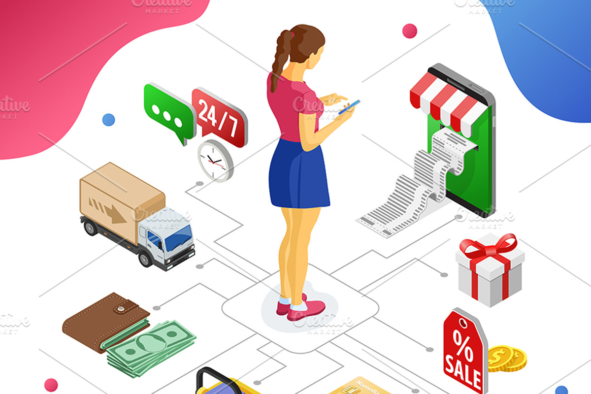 Online Internet Shopping Isometric, a Finance Illustration by TAlex (Photo 6 of 6)