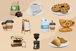 3D Coffee Shop Illustration Vol 2