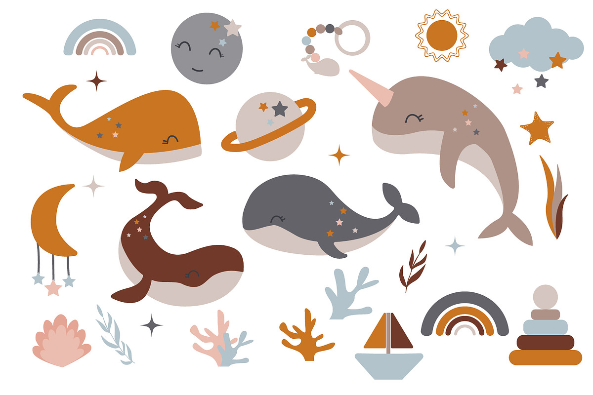 Boho sea clipart for baby shower, an Animal Illustration by SleptArt (Photo 2 of 4)