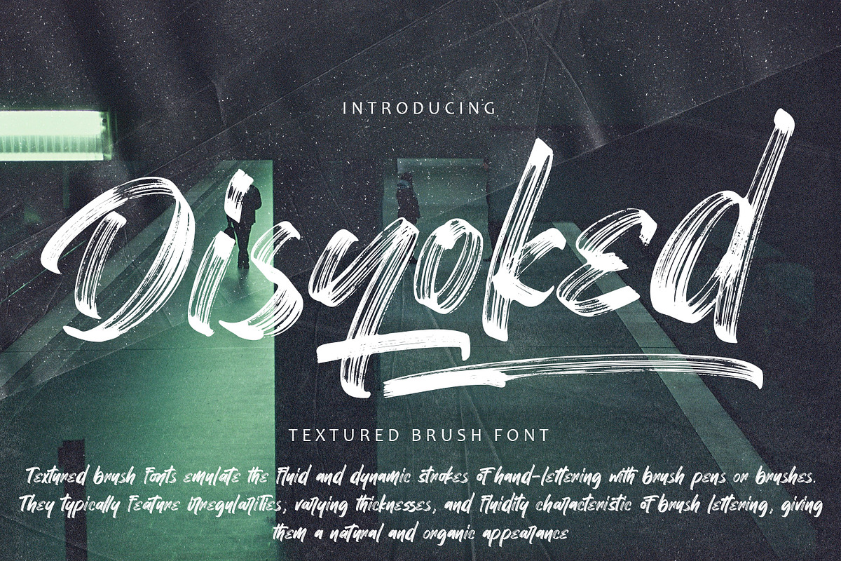 Disyoked - Textured Brush Font, a Font by Arendxstudio (Photo 1 of 8)